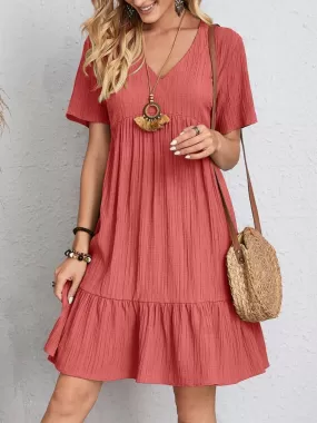 Sunset and Swim  Full Size V-Neck Short Sleeve Dress